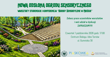 Plakat konferencji "Ogrody sensoryczne w mieście"